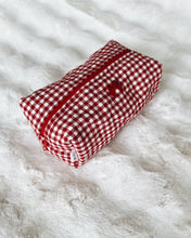 Load image into Gallery viewer, Red Gingham & Cherries Quilted Pouch
