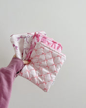 Load image into Gallery viewer, Peachy Ribbons Quilted E-Reader Sleeve
