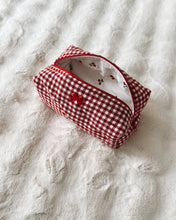 Load image into Gallery viewer, Red Gingham & Cherries Quilted Pouch