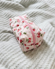 Load image into Gallery viewer, Strawberries & Pink Gingham Quilted Pouch