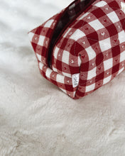 Load image into Gallery viewer, Red Gingham Hearts Quilted Pouch