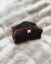 Load image into Gallery viewer, Chocolate Espresso Stripe Quilted Pouch