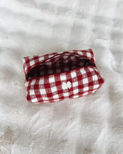 Load image into Gallery viewer, Red Gingham Hearts Quilted Pouch
