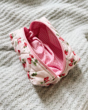 Load image into Gallery viewer, Strawberries & Pink Gingham Quilted Pouch