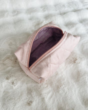 Load image into Gallery viewer, Light Pink Stripe & Lavender Floral Quilted Pouch