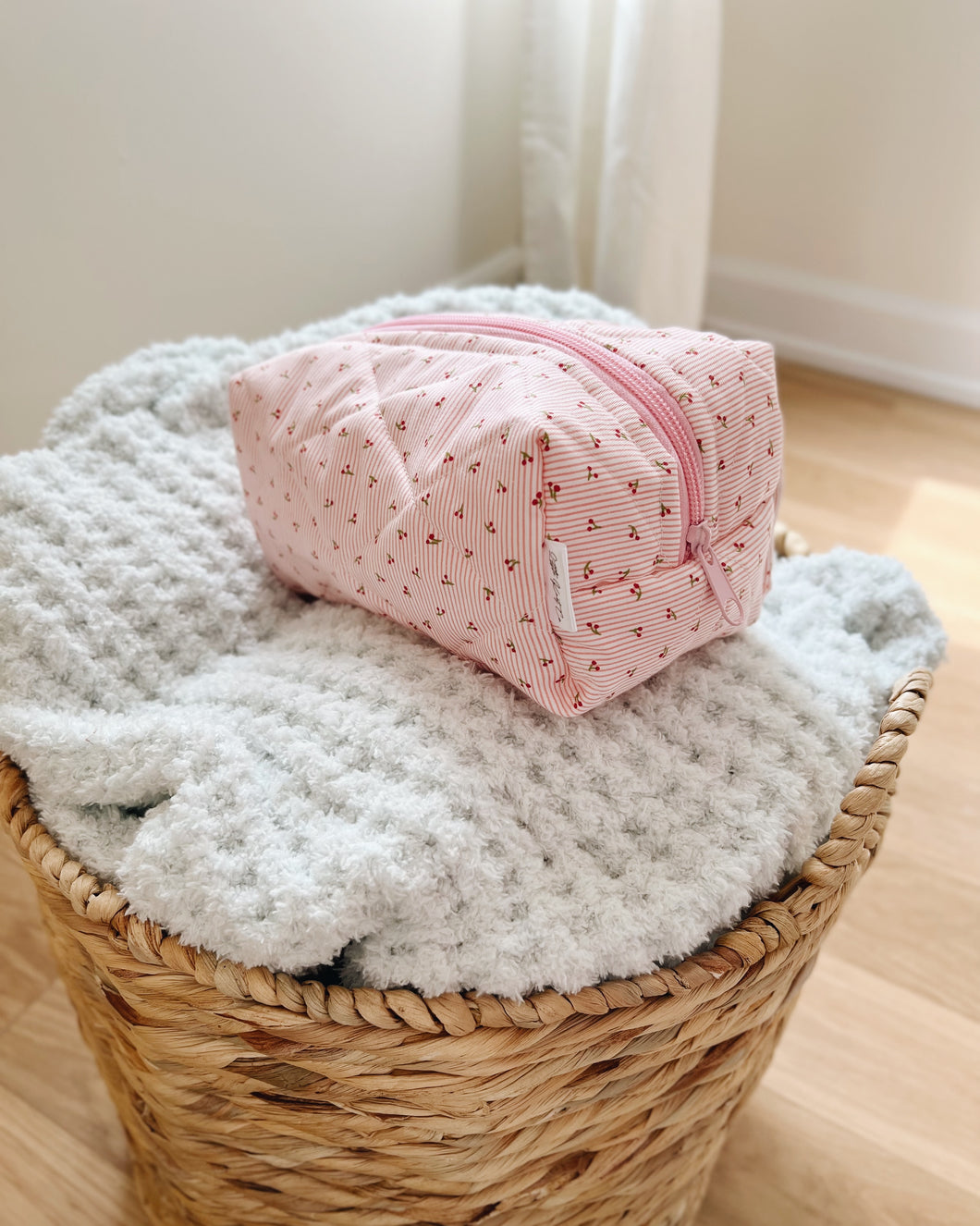 Cherries & Stripes Makeup Bag