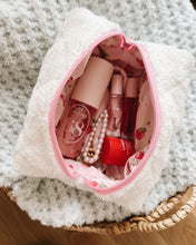 Load image into Gallery viewer, White Terry Strawberries Makeup Bag
