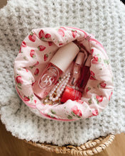 Load image into Gallery viewer, White Terry Strawberries Makeup Bag
