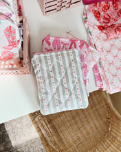 Load image into Gallery viewer, Mint Stripes &amp; Roses E-Reader Sleeve
