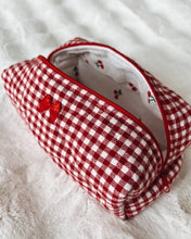 Load image into Gallery viewer, Red Gingham &amp; Cherries Quilted Pouch
