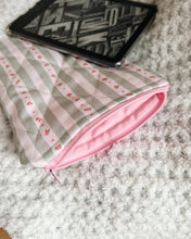 Load image into Gallery viewer, Mint Stripes &amp; Roses E-Reader Sleeve
