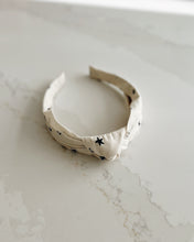 Load image into Gallery viewer, Black Stars on Ivory Adult Knotted Headband
