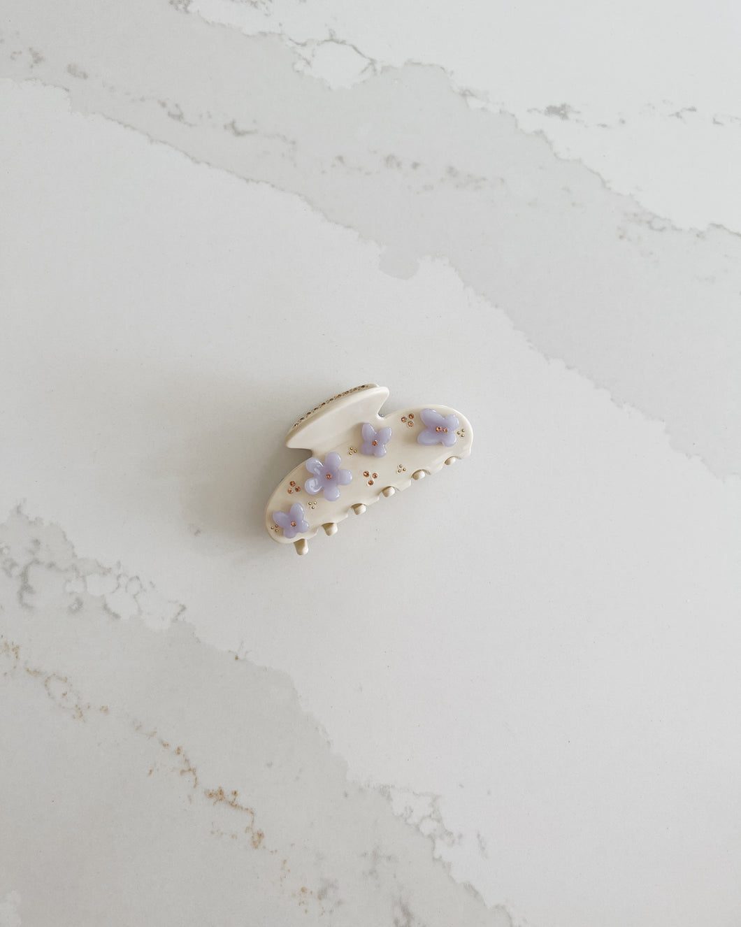 Butterflies on Cream Small Claw Clip