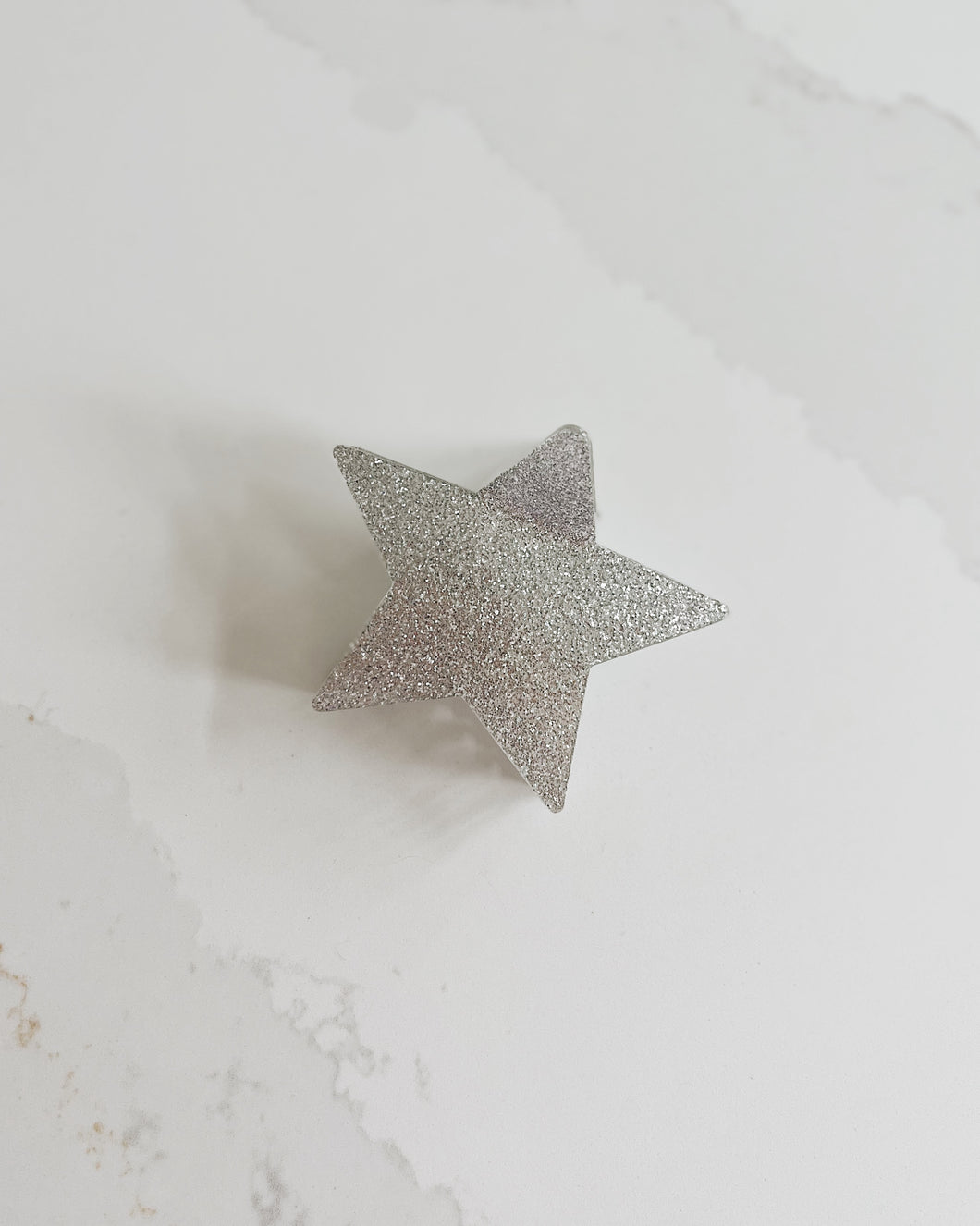 Silver Glitter Star Claw Clip