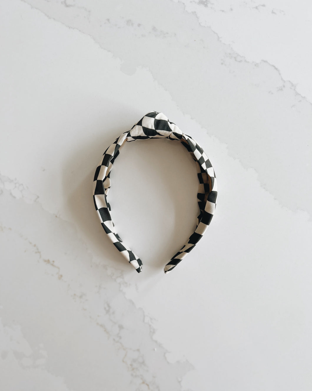 Black & White Check Adult Knotted Headband
