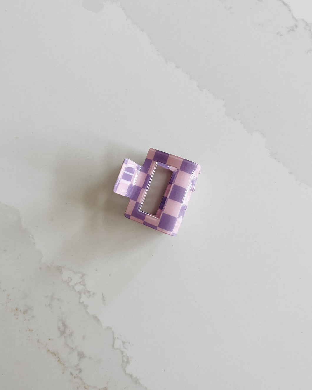 Soft Purple Check Halfsie Claw Clip